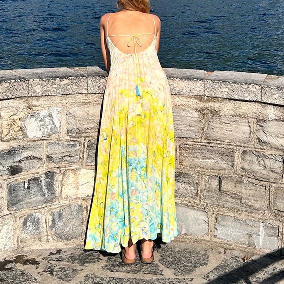 Wild Orchid Halter Neck Flared Dress La Fuori Anthropologie Floral Maxi NWT - Picture 2 of 16